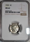 NGC MS-62 1920-P Buffalo Nickel, Blazing, Blast-White, PQ specimen.