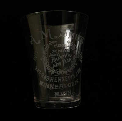 AM Smith Shot Glass Pre Prohibition (HSE-12/JSF6) New Years 1912 Minneapolis