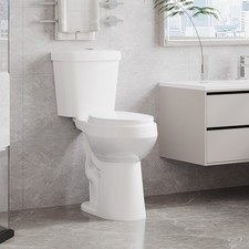 Two-Piece ADA Round Toilet, Top-Press Dual Flush Split Toilet with 21" Tall Seat