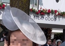  White saucer disc hat fascinator Wedding Ascot Derby Kristine Rosa hats