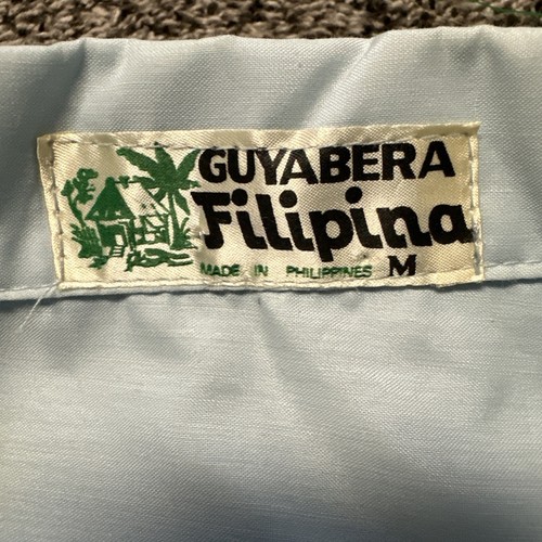 Caribbean Silk Blend Hawaiian Guyabera Shirt Mens M Blue Button Short Sleeve - Picture 2 of 5