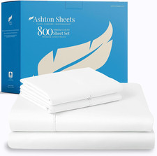 Luxury 800 TC Egyptian Cotton King Size Sheets Set - White, 4 PC, Deep Pocket