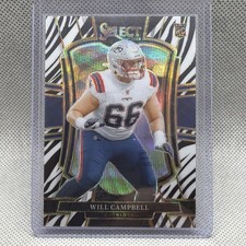 2025 Panini Select Zebra Will Campbell Case Hit SSP Premier Level RC Patriots