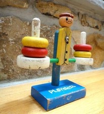 vintage PLAYSKOOL WOOD SCALE TOY donut clown balance