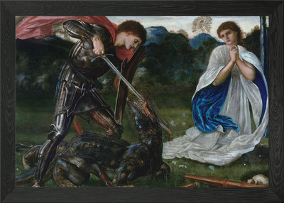 St. Georg und der Drache Gemälde gerahmt Wandbild Poster Leinwanddruck Bild