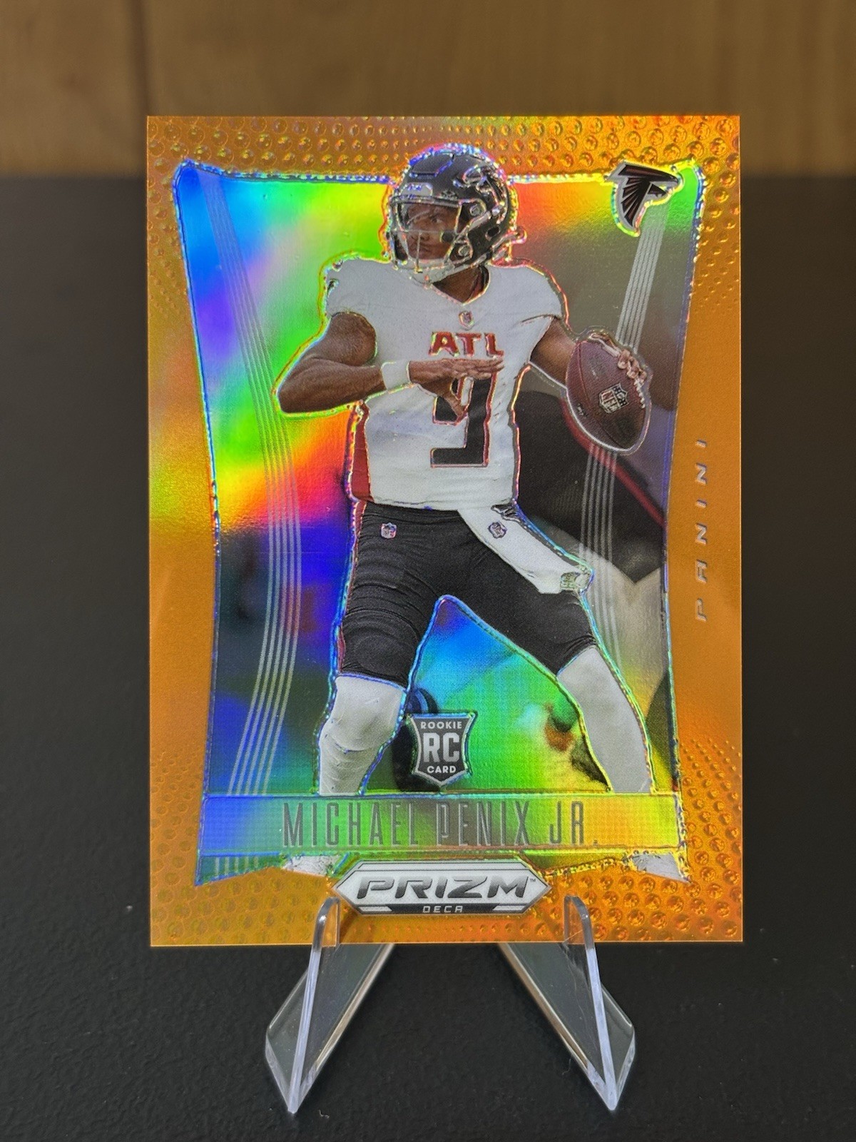 2024 Panini Prizm Deca - Michael Penix Jr. #16 Orange Prizm #/49 Falcons Bookend