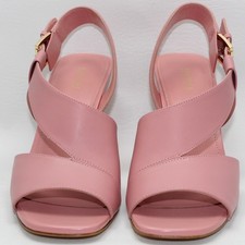 Michael Kors Pink Leather Asymmetrical Slingback Sandals Flared Heel 8M