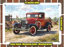 Metal Sign - 1930 Ford Pickup Truck 9 Watercolor - 14x10