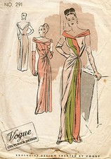 1940s Vintage VOGUE Sewing Pattern B32 EVENING DRESS (E1225)