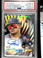 Jasson Dominguez 2024 Topps Finest /50 Rookie Future So Bright ON CARD AU PSA 10