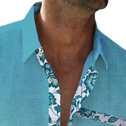 Mens Summer Shirts Button Down Gradient Hawaiian Loose Short Sleeve Casual Tops - Picture 10 of 35