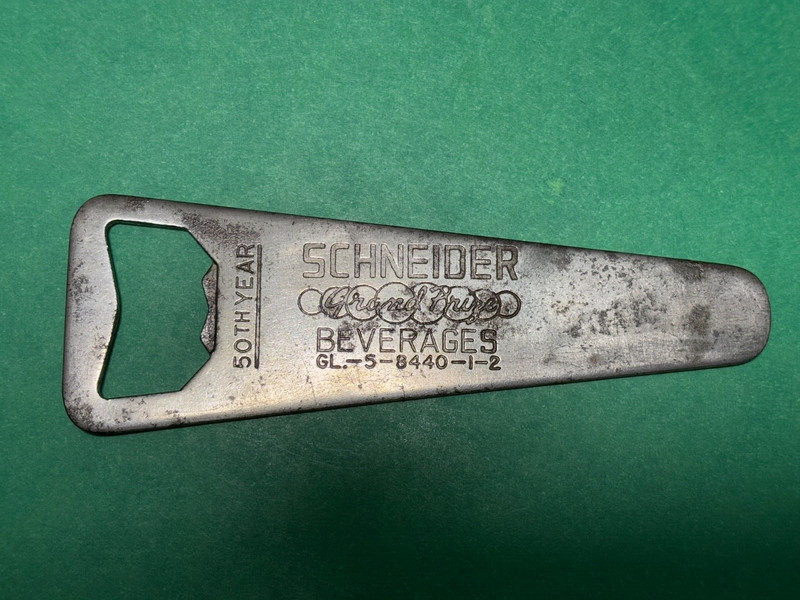 VINTAGE SCHNEIDER BEVERAGES SODA BEER BOTTLE OPENER 50TH YEAR BROOKLYN NEW YORK