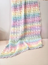 Crocheted Rainbow Baby Blanket, By Willowolf Creations