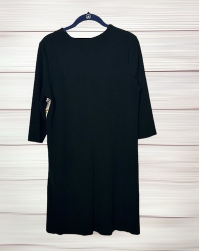 ZARA Black Shift Dress 3/4 Sleeve Chain Print Crew Neck size L - Picture 8 of 13