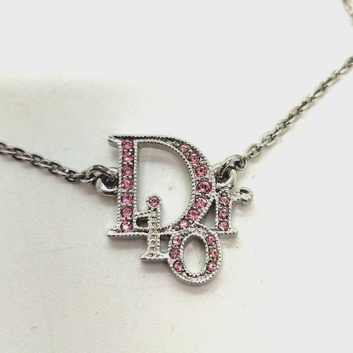 【希少】Dior Logo Pink Rhinestone Bracelet Vintage CHRISTIAN DIOR Pink Logo Rhinestone Lucite Bracelet