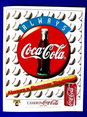 1993 Coca Cola Pittsburgh Pirates Vintage Original Print Ad 8.5 x