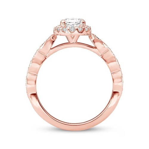 1.53CT Oval & Round Cut Lab Grown Diamond Women's Halo Ring In 10K Rose Gold - Picture 3 of 10