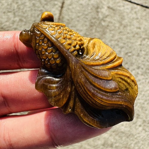 Calavera de cuarzo ojo de tigre natural pez dorado muestra de cristal Reiki curación 1 pieza - Imagen 3 de 13