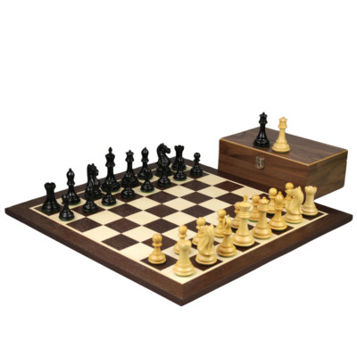 Wenge Schachspiel 21 Zoll mit gewichtetem ebonisiertem Staunton Fierce Knight (Queens Ga