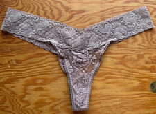 Vintage Frederick's of Hollywood Taupe Brown Floral Lace Thong Panties Size L