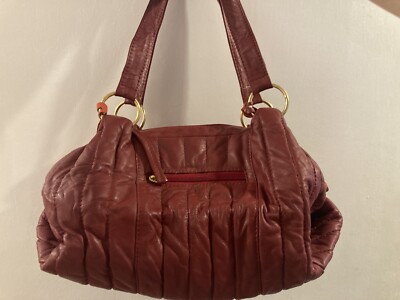 Topshop Red 100% Leather Quilted Baguette Handbag Y2K Vintage NWOT