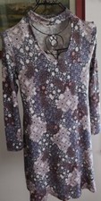 No Comment Plus ~ Women's Size 1X Choker Dress ~ Multicolored Polyester/Rayon 