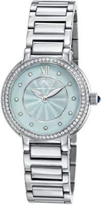 Porsamo Bleu Luxury Stella Silver Tone & Baby Blue Stainless Steel Crystal NIB 