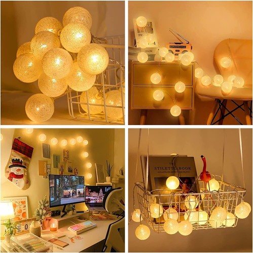 3m 20LED Cotton Ball String Lights Christmas Fairy Tale Lamp Wedding Party Decor - Picture 39 of 41