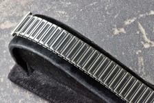 Vintage watch band JB Champion "horned" 16-20mm ends matte black links 1960s NOS