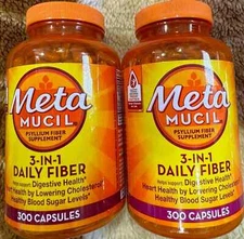 2X Metamucil 3-in-1 Daily Fiber 300ct Exp08/2025+ New Fast Shippingg