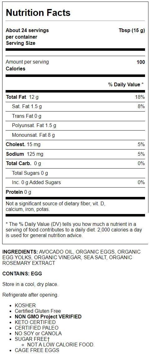 Primal Kitchen Mayo - Real Mayonnaise Made with Avocado Oil 12 fl oz Jar