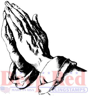 Deep Red Stamps Praying Hands Rubber Cling Stamp