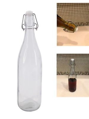 Multi Purpose Glass Bottle With Stainless Steel Clip, 1 Liter, 1 Pc