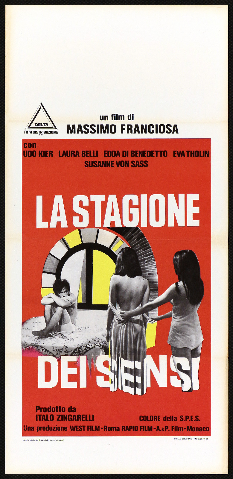 Locandina originale film La stagione dei sensi (1° tipo) (1969) - Regia di Massimo Franciosa