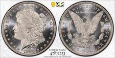 1884 O MORGAN SILVER DOLLAR PCGS UNC Detail Proteced by Gold Shield & TrueView