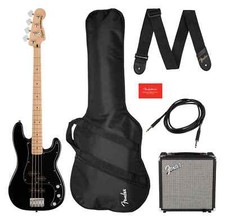 Fender Squier Affinity Precision PJ Bass Schwarz Pack Set Verstärker Gurt Kabel