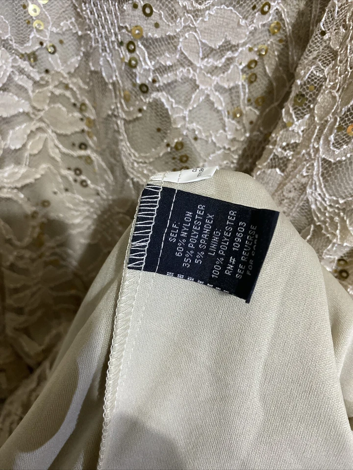 MidnightVelvet Tan With Gold Embellishment Lace Formal Dress Size 18 - Image 4 of 4