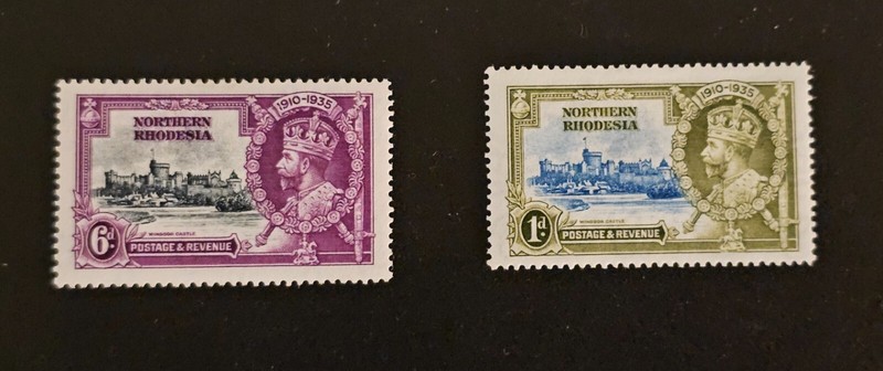 Northern Rhodesia 1935 KGV Silver Jubilee MH Sc 18, 21. SG 18, 21