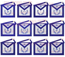 100% Lambskin Blue Lodge Officer Apron Collection -  A Set of 12 for the Elite