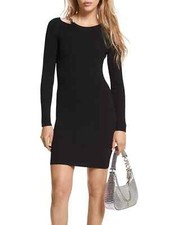 Michael Kors, Black w/Chain, Knit, L/S  Mini Dress XL NWT $255. (bn23)