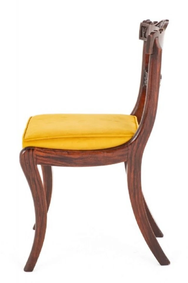 Conjunto de cadeiras de jantar Regency período antigo incrustado de latão - Imagem 3 de 4