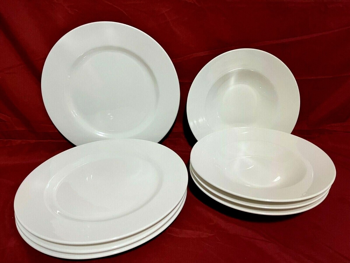 Food Network All White Broad/Wide Rim Set Of Each Dinner Pasta/Soup  Bowls