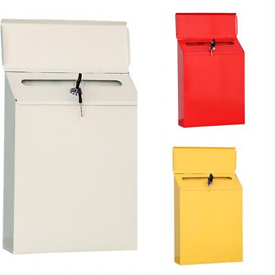 Mailbox With Key Lock,Metal Wall Mount Drop Secure Lock Box For Front Door Decor