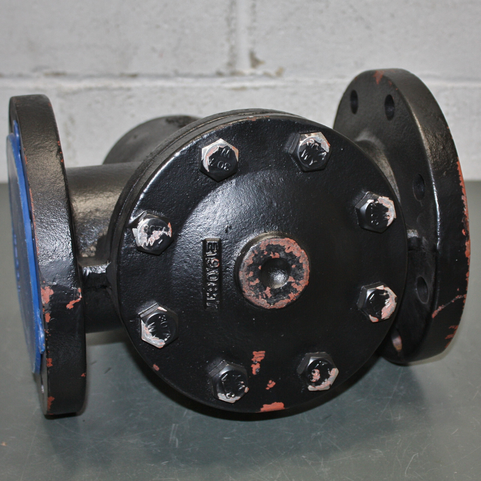 Keckley Cast Iron Basket Strainer, 4" Flanged Pipe, 304 SS Screen, Gas