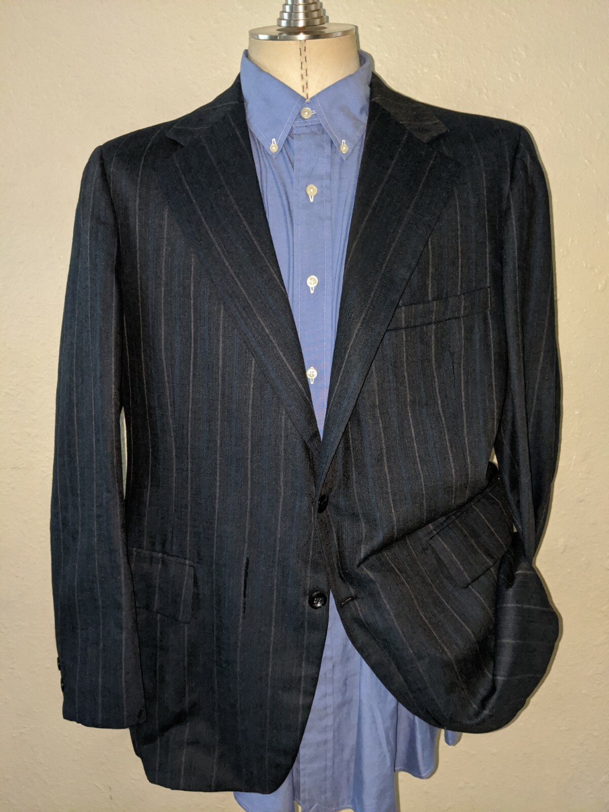 FILA Giacca blazer cappotto 44R vintage anni 60 70 canottaggio righe twill tweed lana blu