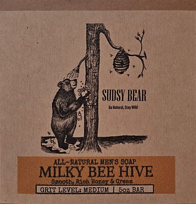 Sudsy Bear Milky Bee Hive 5oz All Natural Organic Soap Bar 