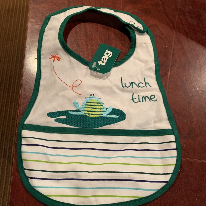 Baby Bib Tag Lunchtime with Frog. Brand New with Tag.