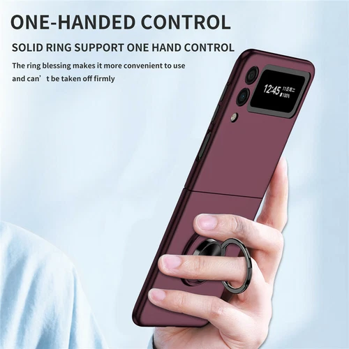 For-Samsung Galaxy Z Flip 4 3 5G Slim Matte Hard Case with Ring+Screen Protector - Picture 30 of 94