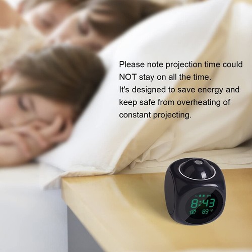 Projection Home Digital LED Cute Design Wall Alarm Clock Voice Talking Projector - Picture 7 of 13