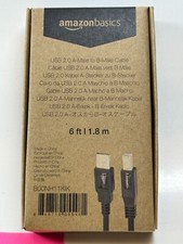AmazonBasics B00NH11KIK 6ft USB 2.0 A-Male to B-Male Cable Black - New Fast Ship